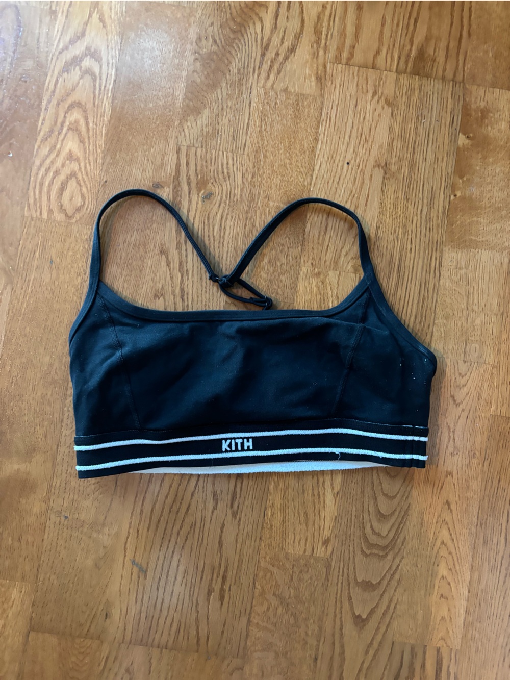 Kith Black & White Striped Band Sports Bra